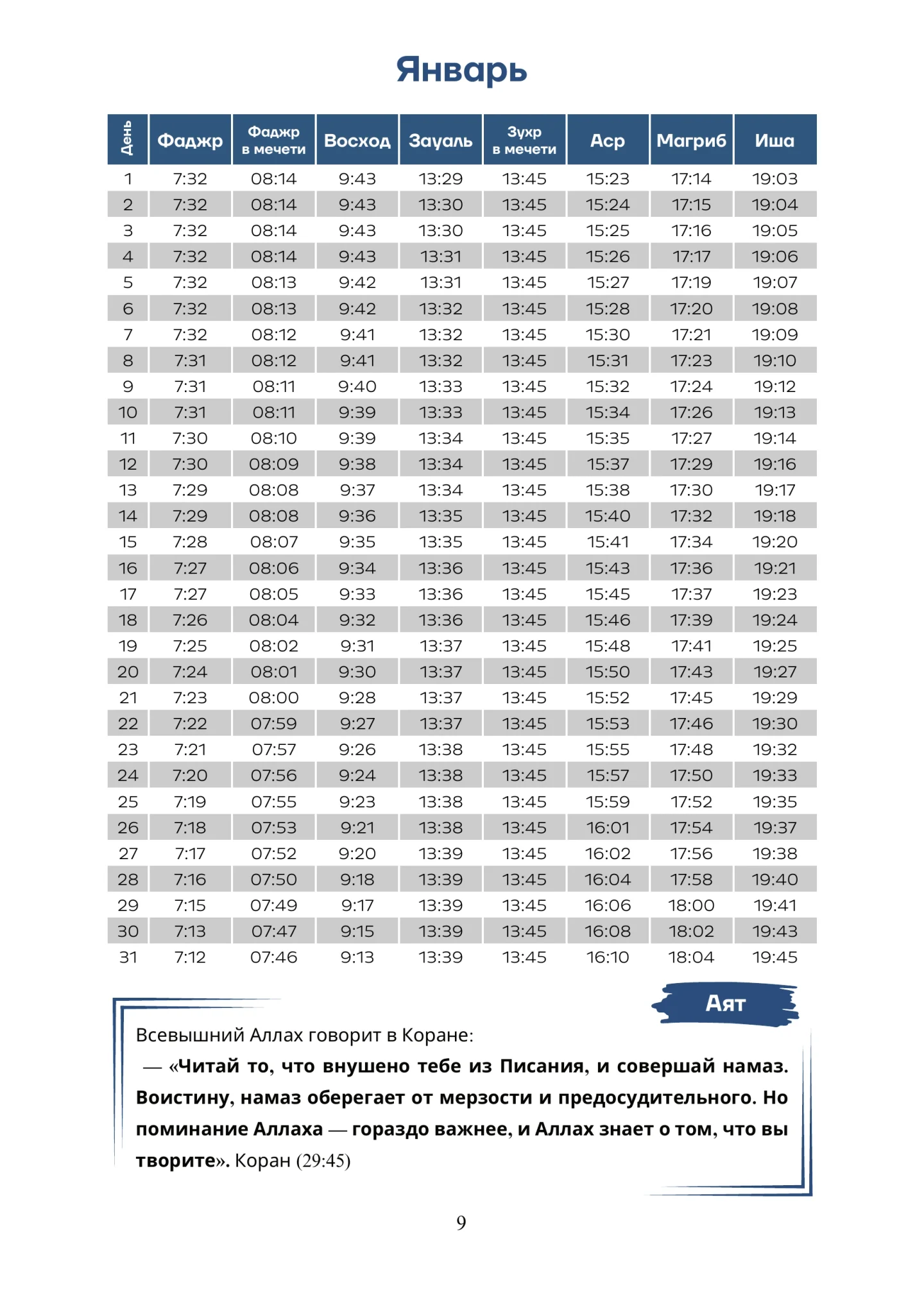 Время намаза — страница 9 из 22: Январь